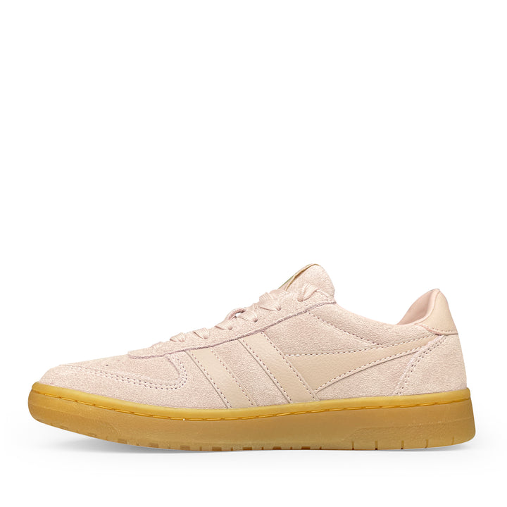Zijaanzicht rechts van roze Gola Hawk kinderschoen met retro look