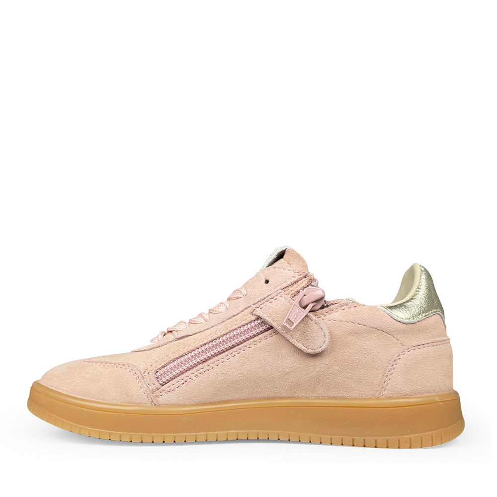 Roze HIP kindersneaker met gouden hiel en zijrits