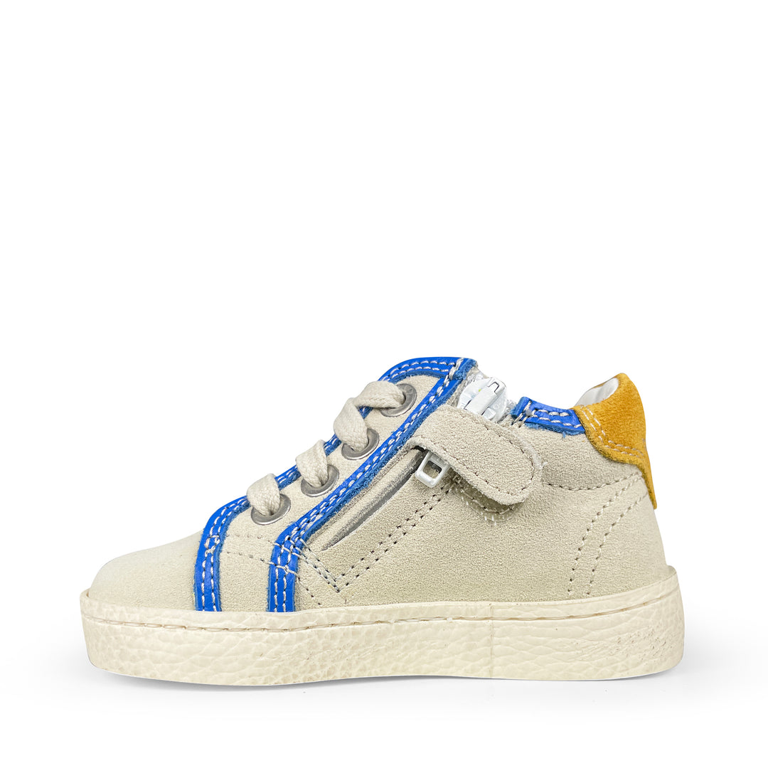 Sneaker beige met blauwe accenten