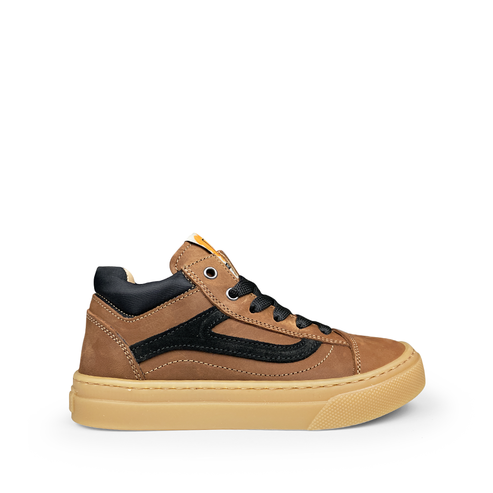 Bruine sneaker met zwart