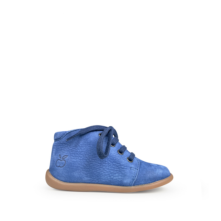 Pom d’Api eerste stapschoen blauw leer met vetersluiting