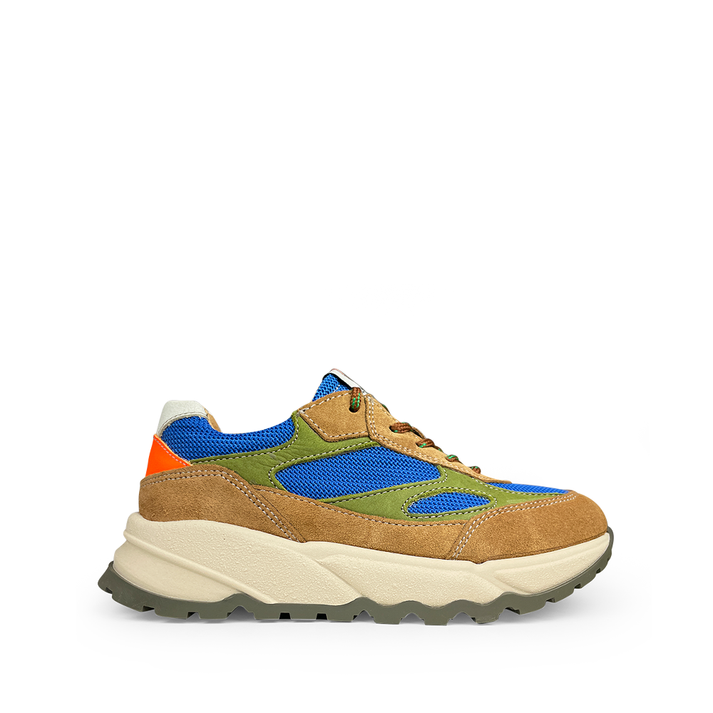 Runner met blauw, bruin en groen