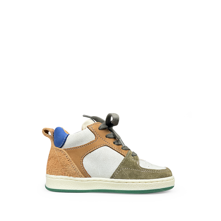 Sneaker met bruin en groen