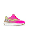 Fluo roze kindersneaker met zilver