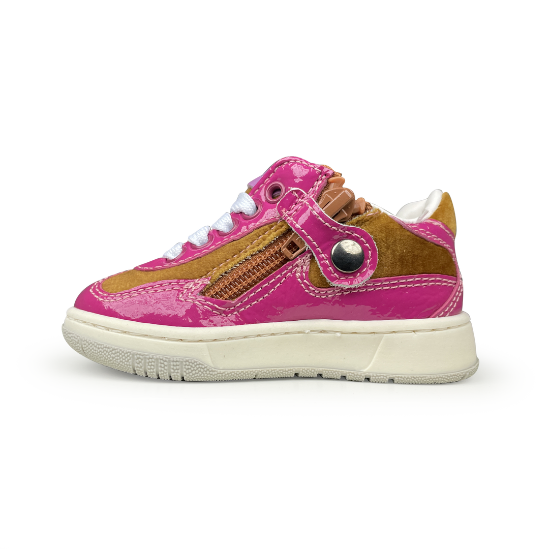 Sneaker bruin en roze