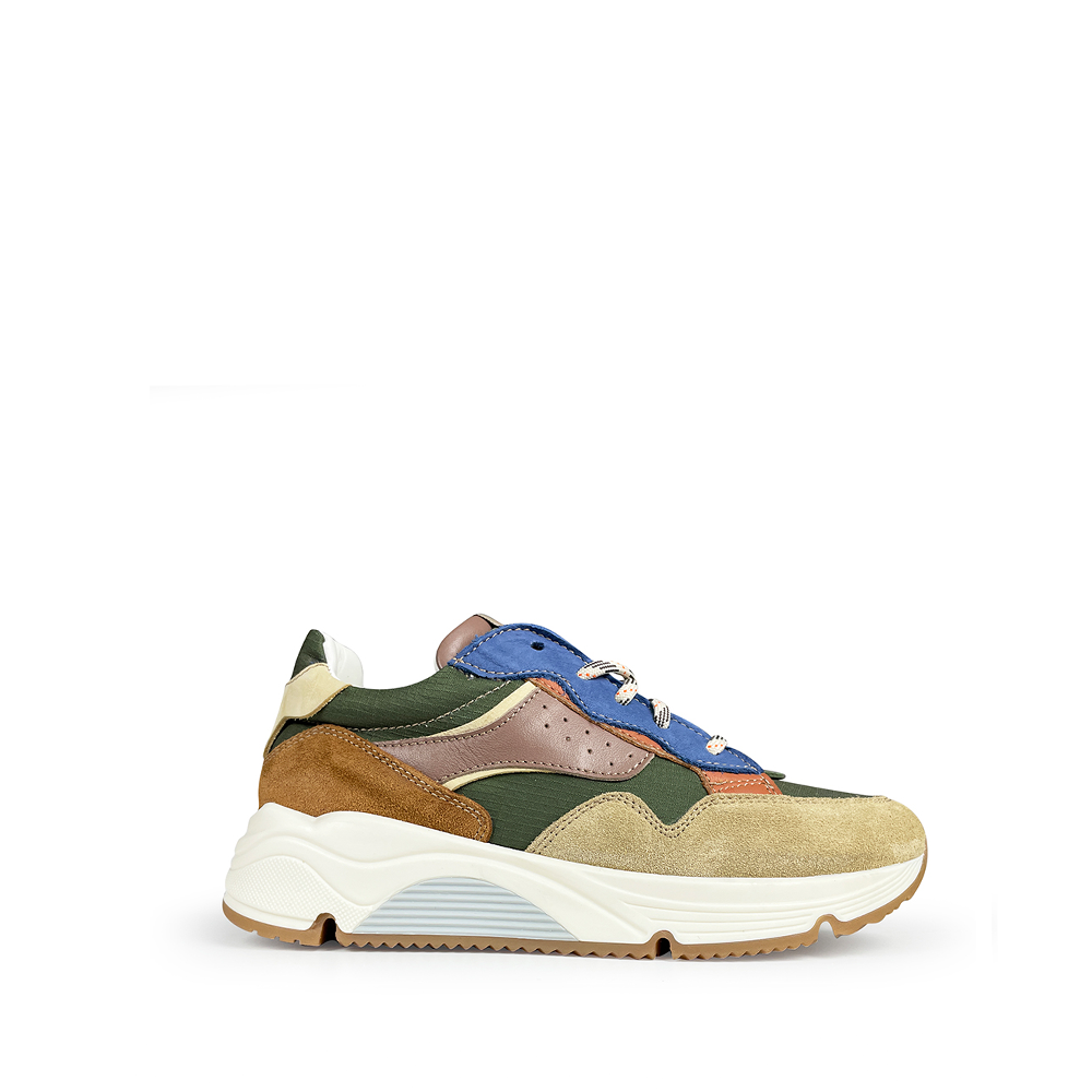 Ocra runner in bruin en groen