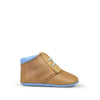 Prestapper in bruin met blauw