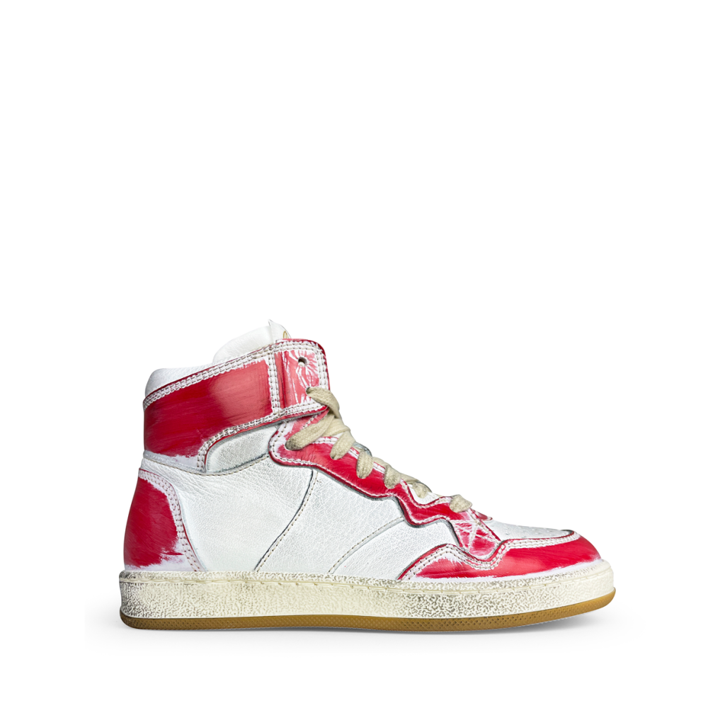 Ocra - Halfhoge wit rode sneaker