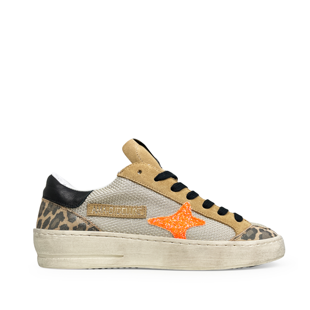 AMA BRAND - AMA-B/Deluxe sneaker with leopard print accents