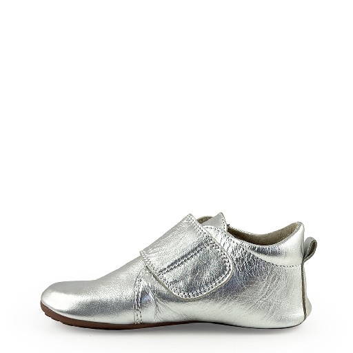 Pompom slippers Leather silver slipper
