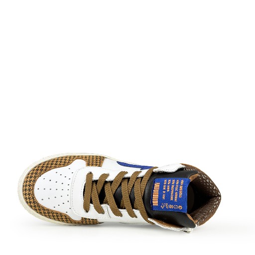 Rondinella trainer Half-high white sneaker with pied de poule details