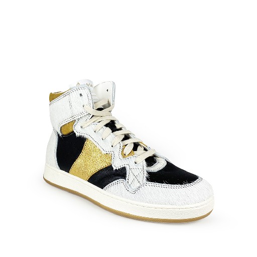 Ocra trainer Mid-height white sneaker with pony hair