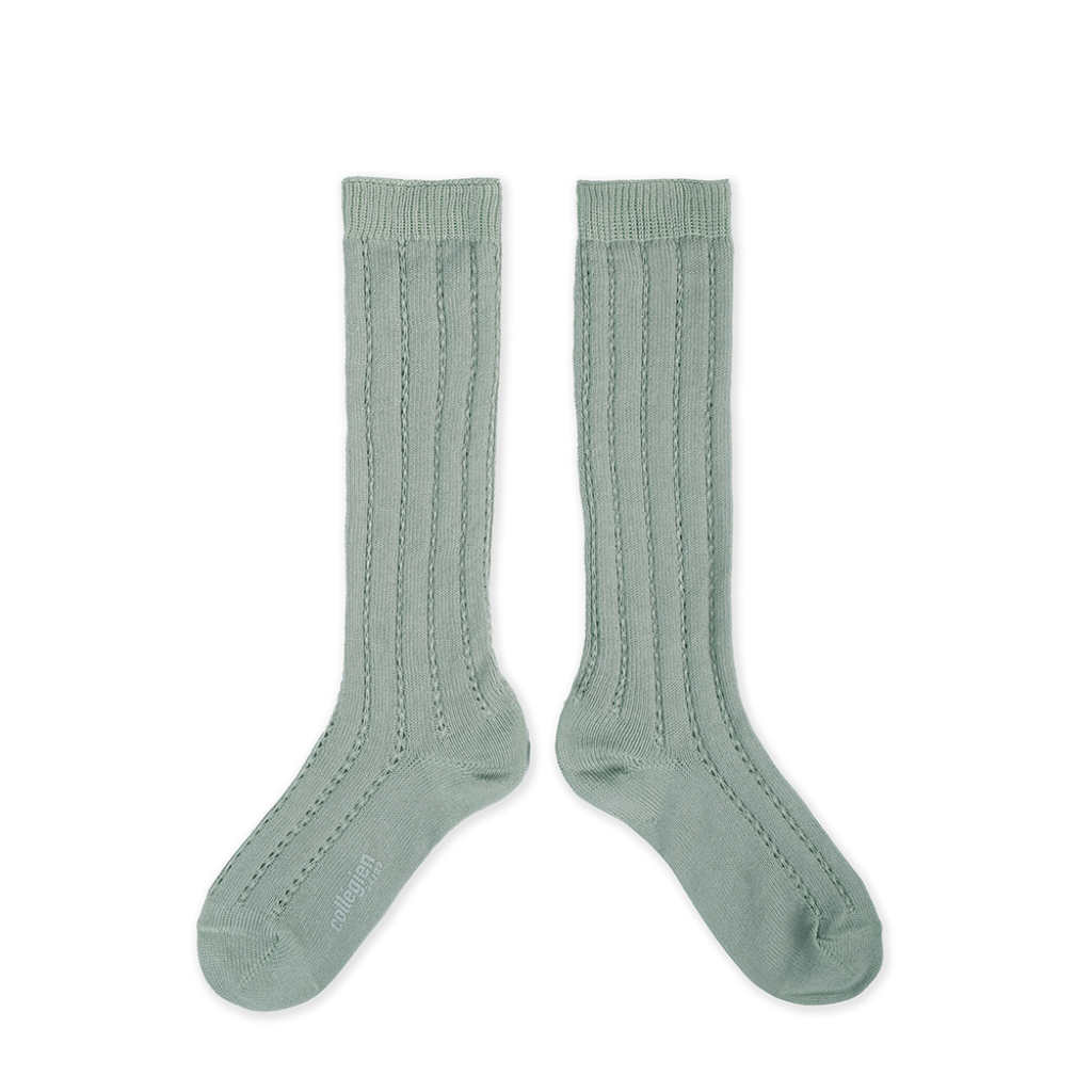 Collegien - Knee socks with pattern mint - Aigue Marine