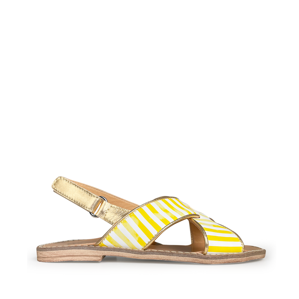 Rondinella - Sandal white-yellow and gold