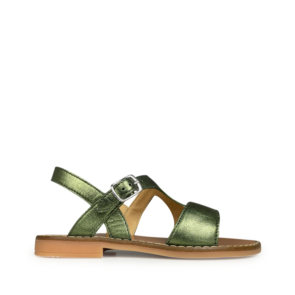 Clotaire - Metallic olijfkleurige sandaal