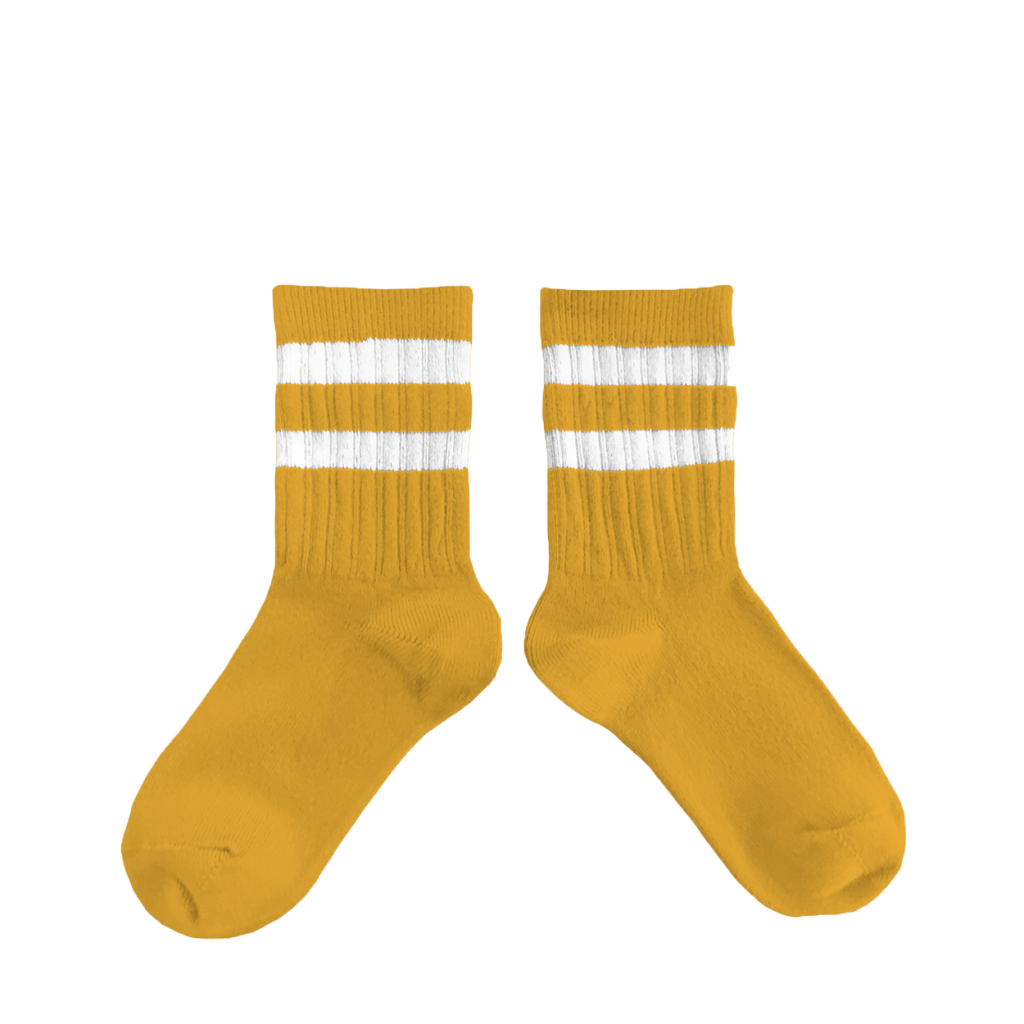 Collegien short socks Ochre sport socks with stripes - Curcuma