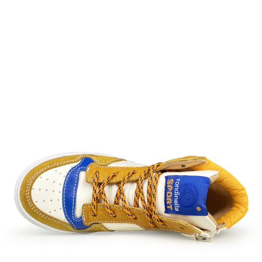 Rondinella trainer White sneaker with brown, blue and yellow