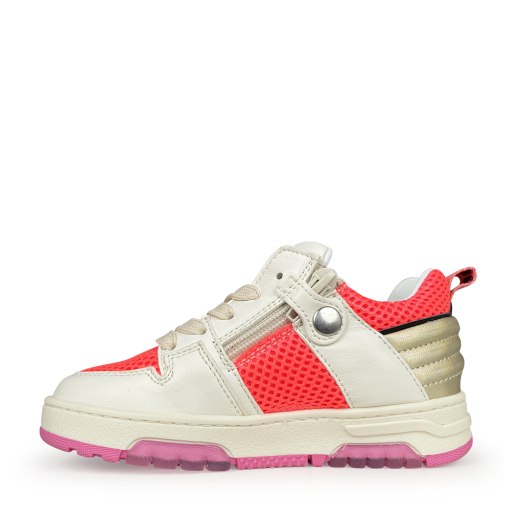 Rondinella trainer White sneaker with fluorescent pink