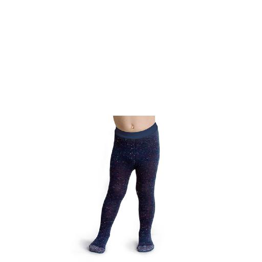 Collegien tights Shiny blue tights with silver speckle - Marine/argent