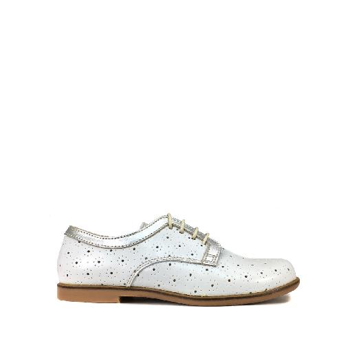 Ocra Derby's White derby in perforated leather with silver detail
