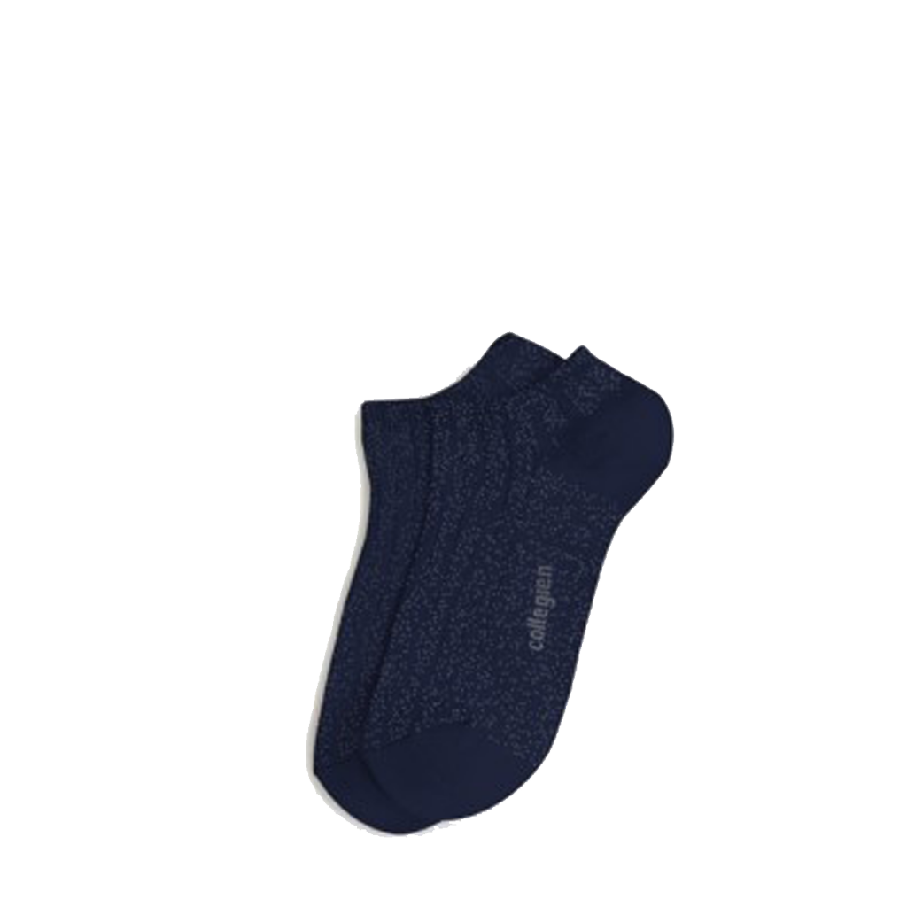 Collegien - Shiny dark blue ankle socks with silver speckles