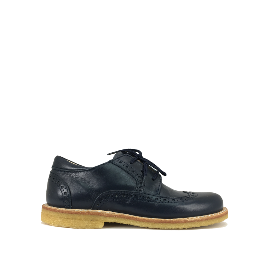 Angulus - Lace shoe in dark blue with brogues