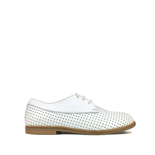 Kids shoe online Ocra by Pops Derby's White perforated derby