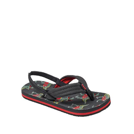 Kids shoe online Reef slippers Black flip flops with dino print