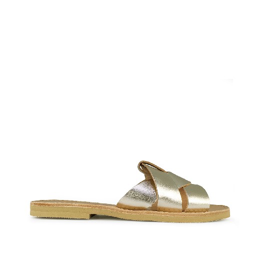 Kids shoe online Thluto sandals Stylish gold leather slippers Naya