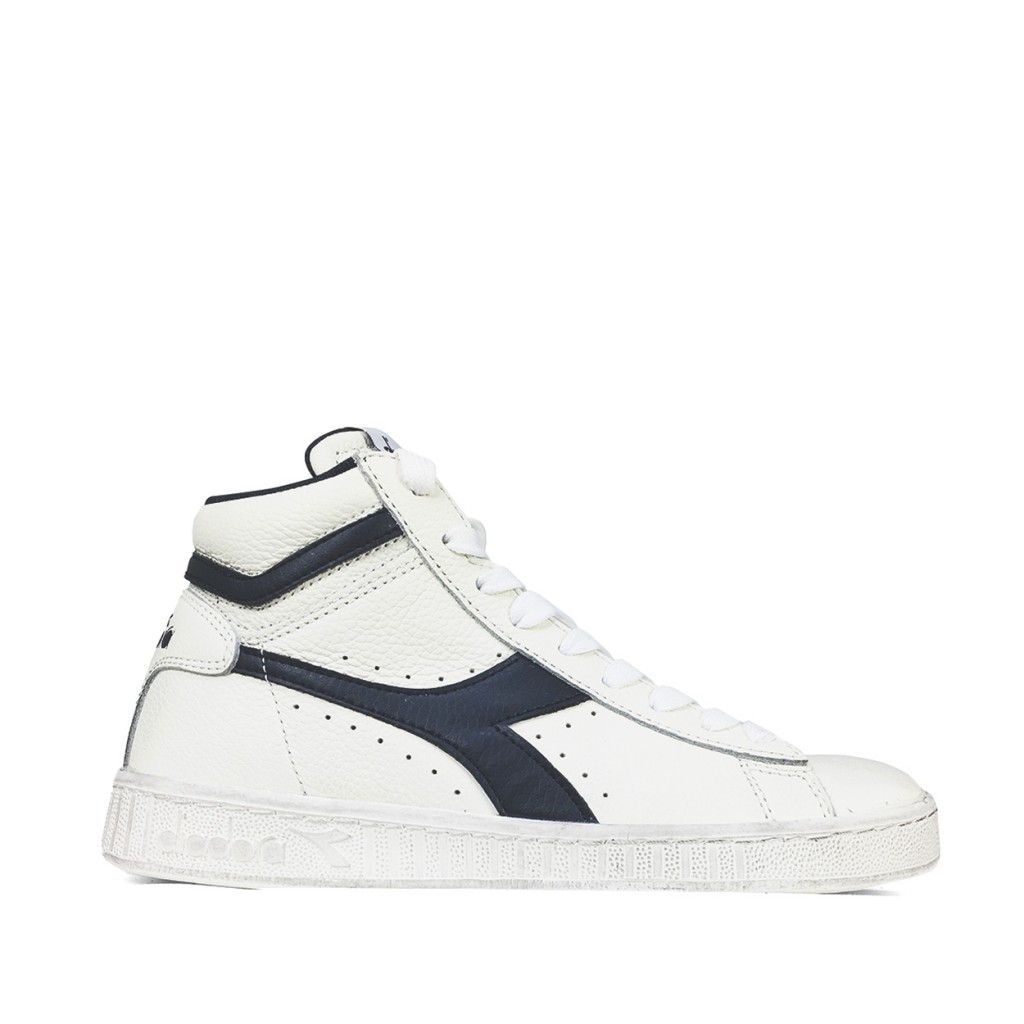 Diadora - Semi-high white sneaker with blue logo