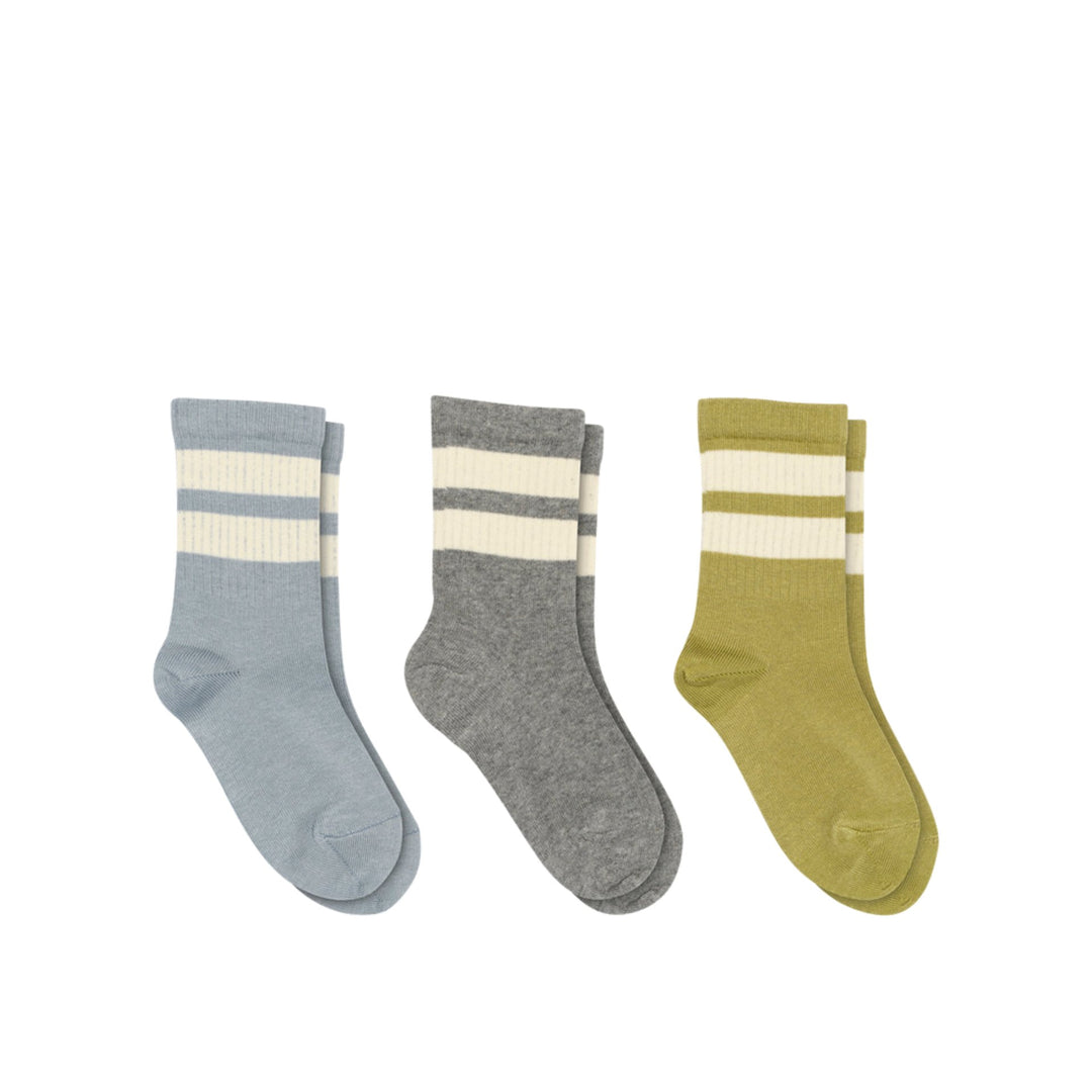 3-pack socks in blue, beige and gray