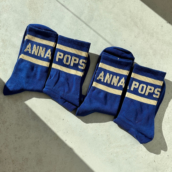 Vintage sportkousen Anna Pops blauw