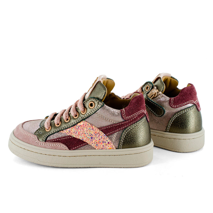 Bordeaux en roze sneakers met glitter