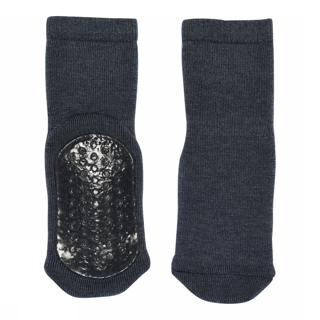Wool socks anti slip - donkerblauw