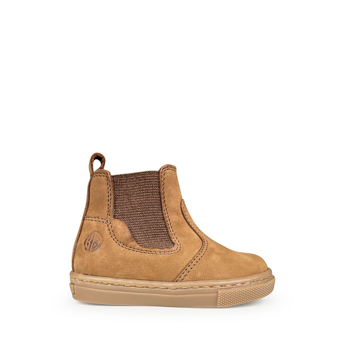 Babybotte Chelsea bottine in cognac nubuck voor kinderen, zijaanzicht.