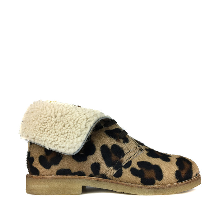 Pony leopard bottine met wollen voering