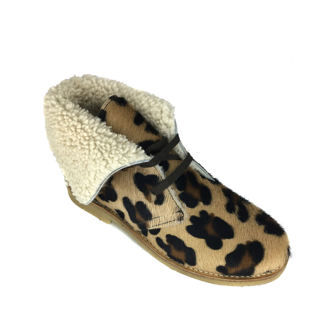 Pony leopard bottine met wollen voering