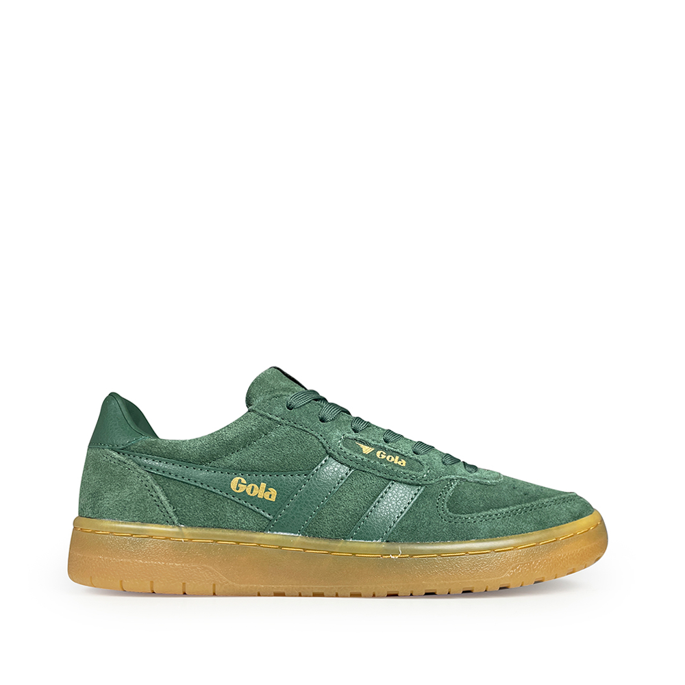 Gola hawk sneaker groen in suéde leer met retro gumzool