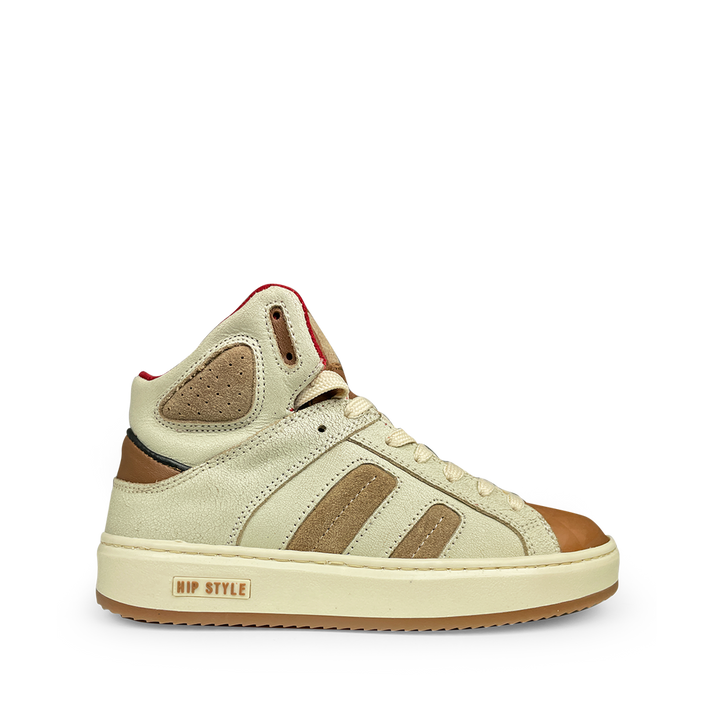 Hoge beige sneaker met bruin