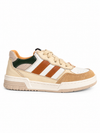 Sneaker in beige, cognac en groen