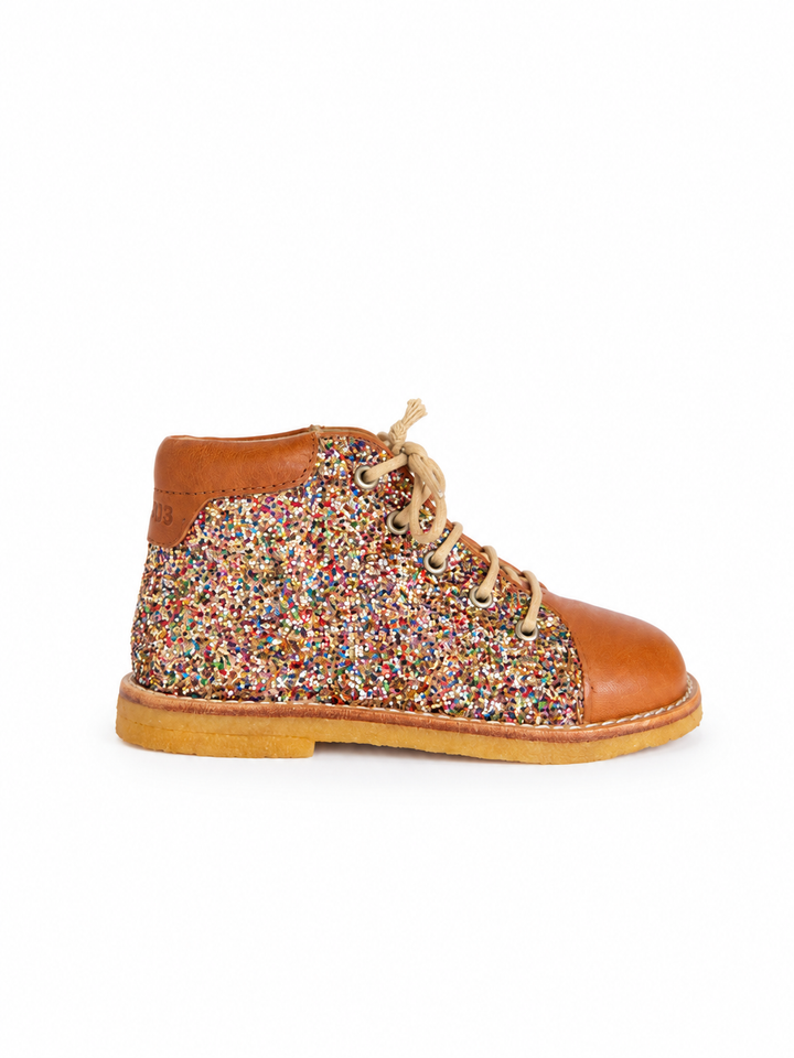 Glitter bottine cognac