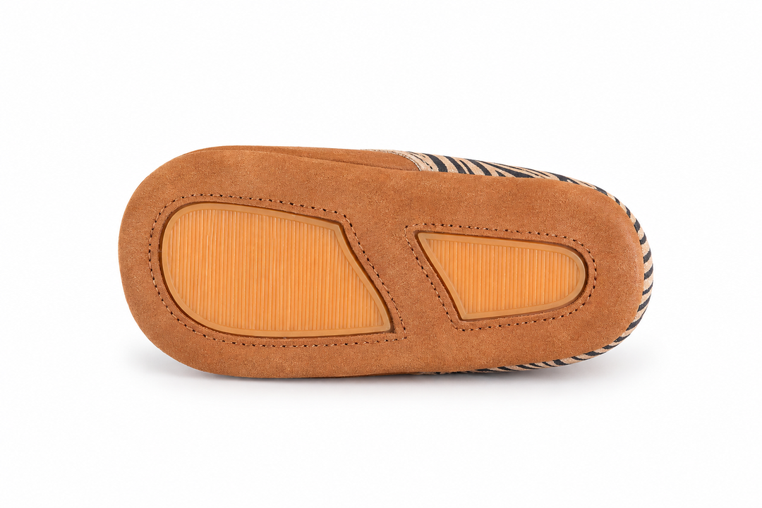 Prestapper in cognac met zebra print