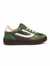 Sneaker in kaki met roze details