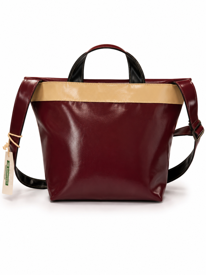 Schoudertas bordeaux en beige