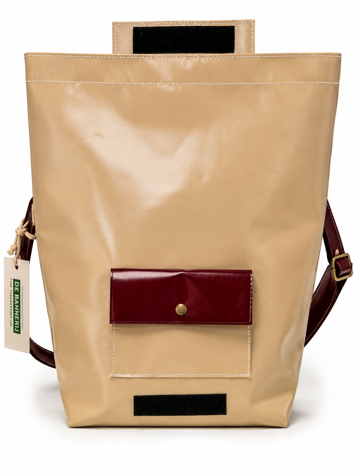 Schoudertas bordeaux en beige