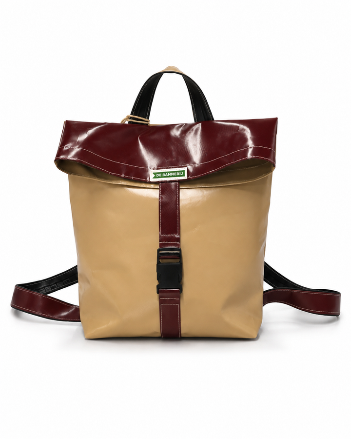 Rugzak bordeaux en beige