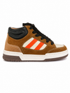 Hoge bruine sneaker met oranje details