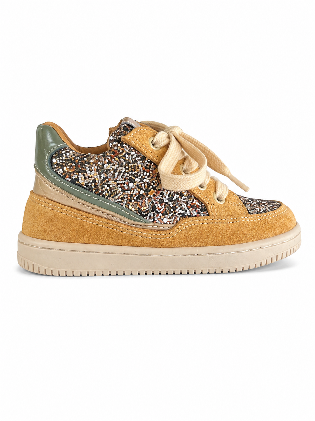 Sneaker in oker met glitter