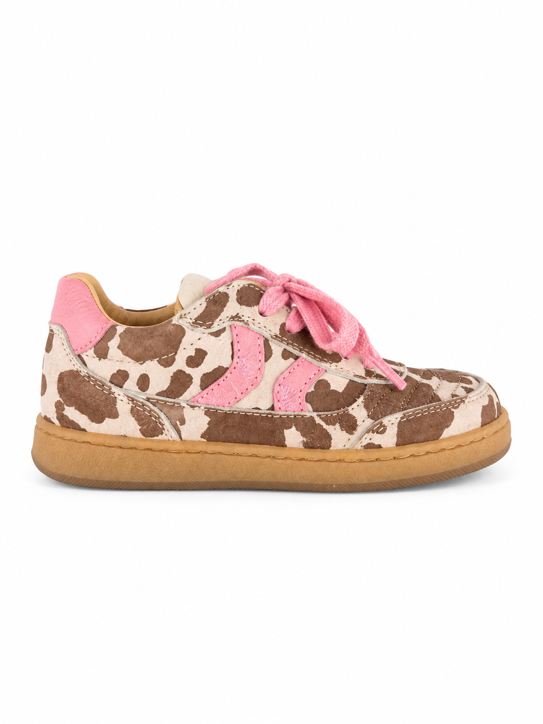 Sneaker gevlekt met roze veters