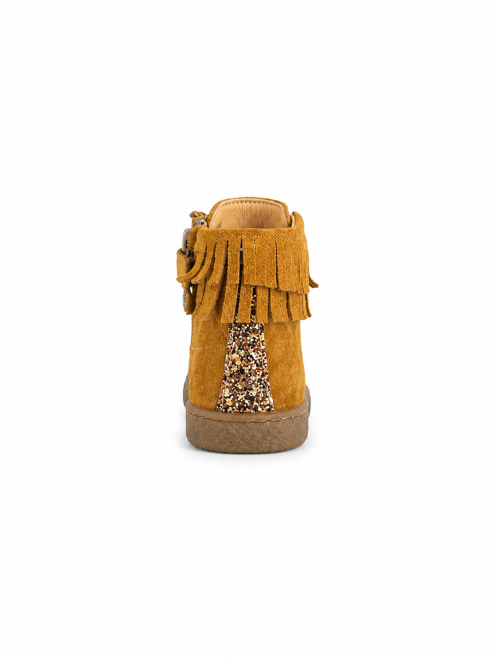 Cognac veterschoentjes met franjes